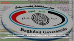 قائمة أسماء المقبولين تعيينات محافظة بغداد 2025.. 11 ألف فرصة عمل جديدة